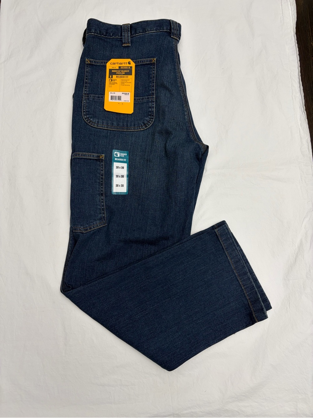 NWT Carhartt Men’s Dark Indigo Relaxed Fit Carpenter Jeans Size 38x30
